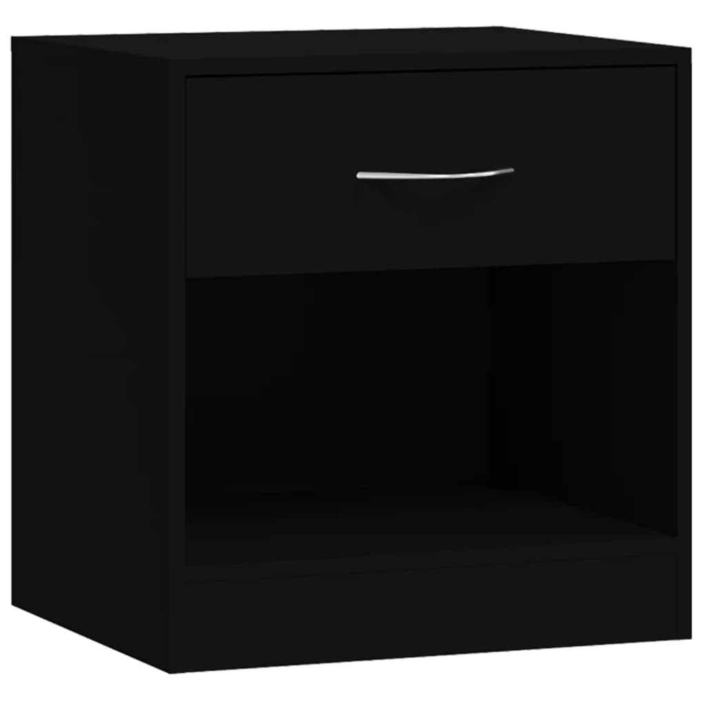 Black Bedside Cabinets 2 pcs with Drawer - Sleek & Stylish Design