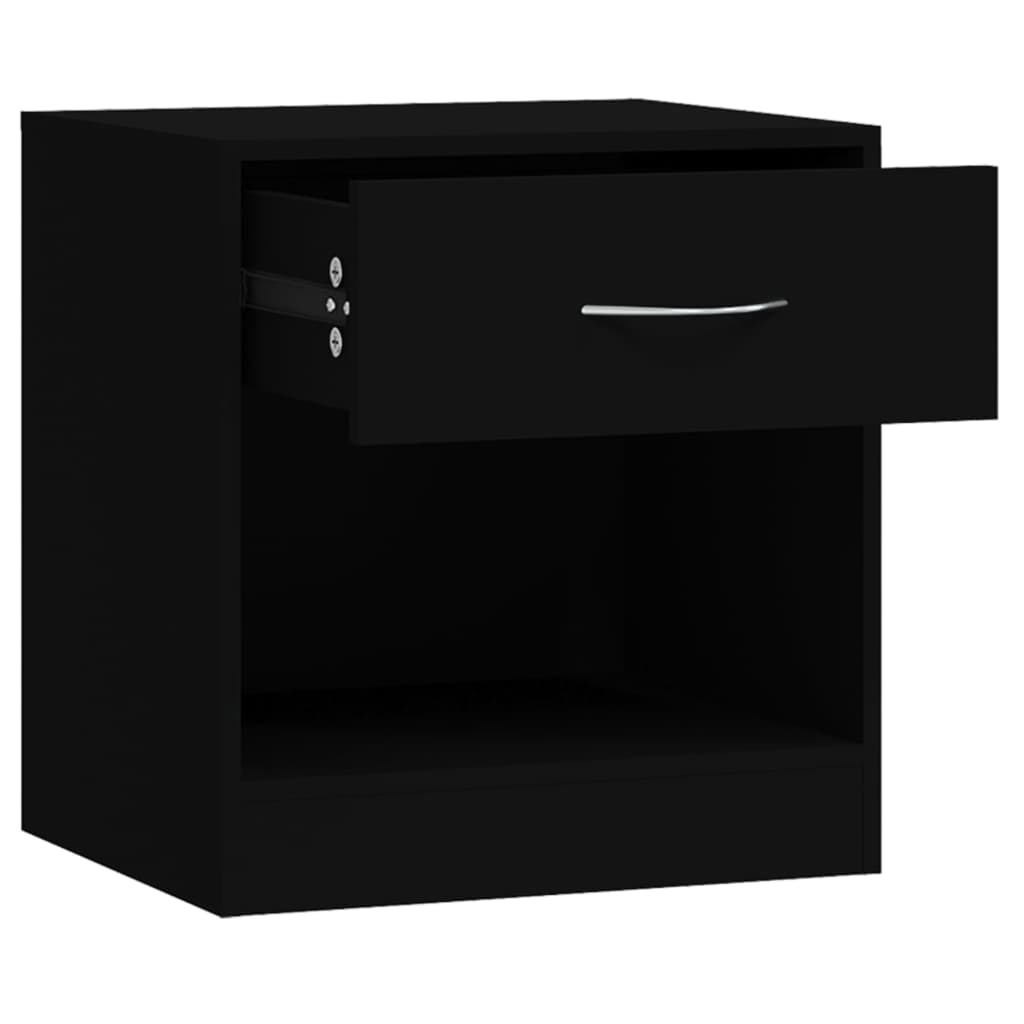 Black Bedside Cabinets 2 pcs with Drawer - Sleek & Stylish Design