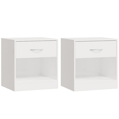 High Gloss White Bedside Cabinets Set of 2 with Drawer