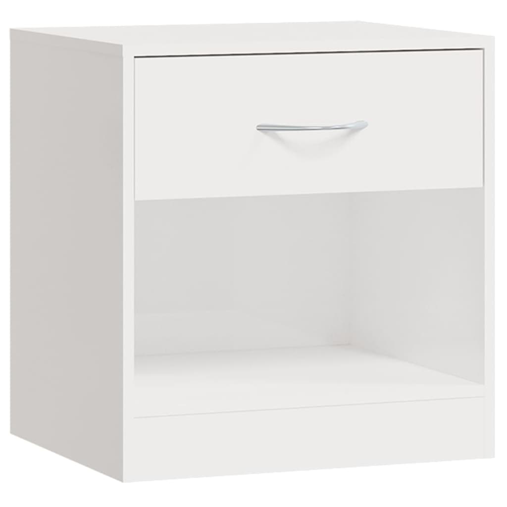 High Gloss White Bedside Cabinets Set of 2 with Drawer
