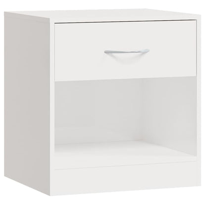 High Gloss White Bedside Cabinets Set of 2 with Drawer