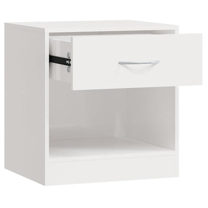 High Gloss White Bedside Cabinets Set of 2 with Drawer