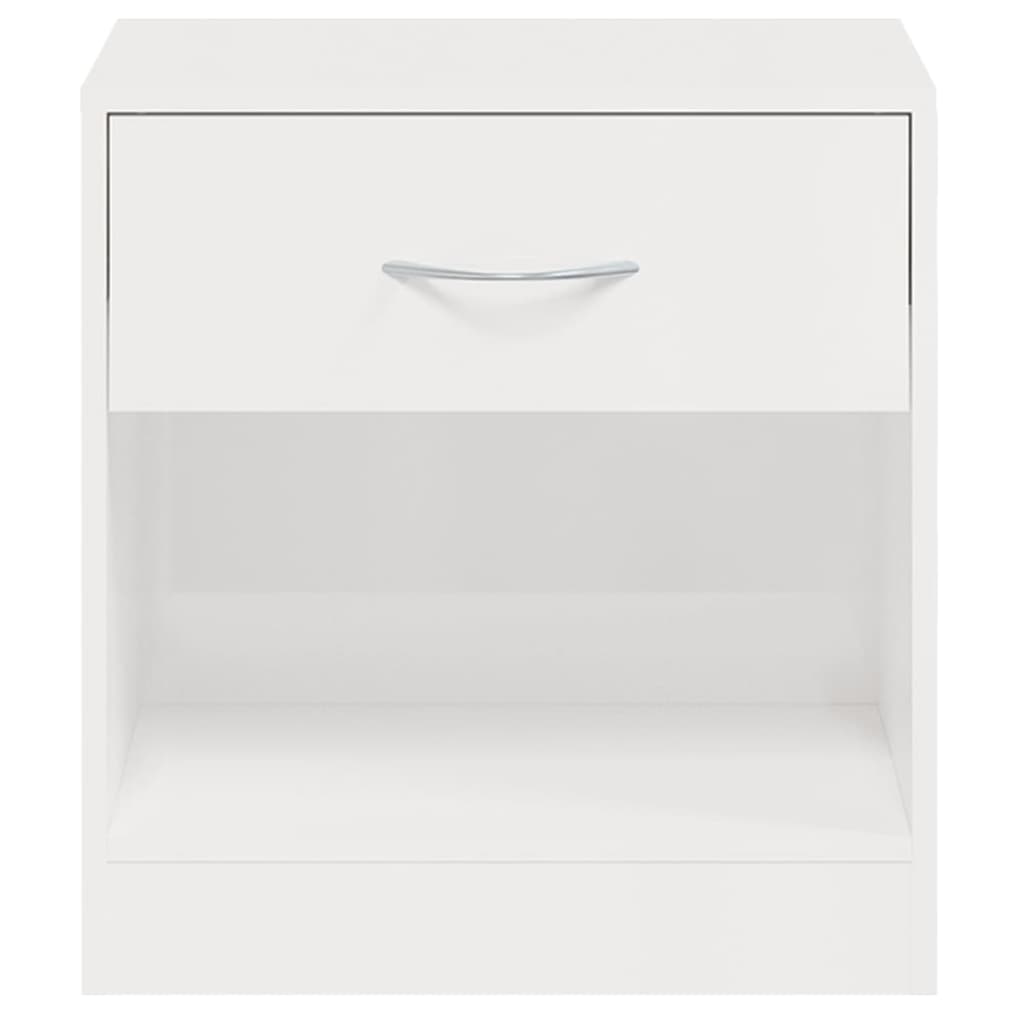 High Gloss White Bedside Cabinets Set of 2 with Drawer