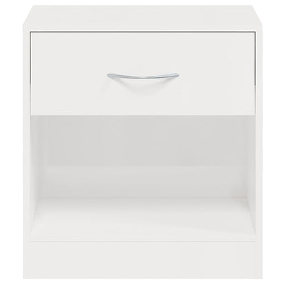 High Gloss White Bedside Cabinets Set of 2 with Drawer