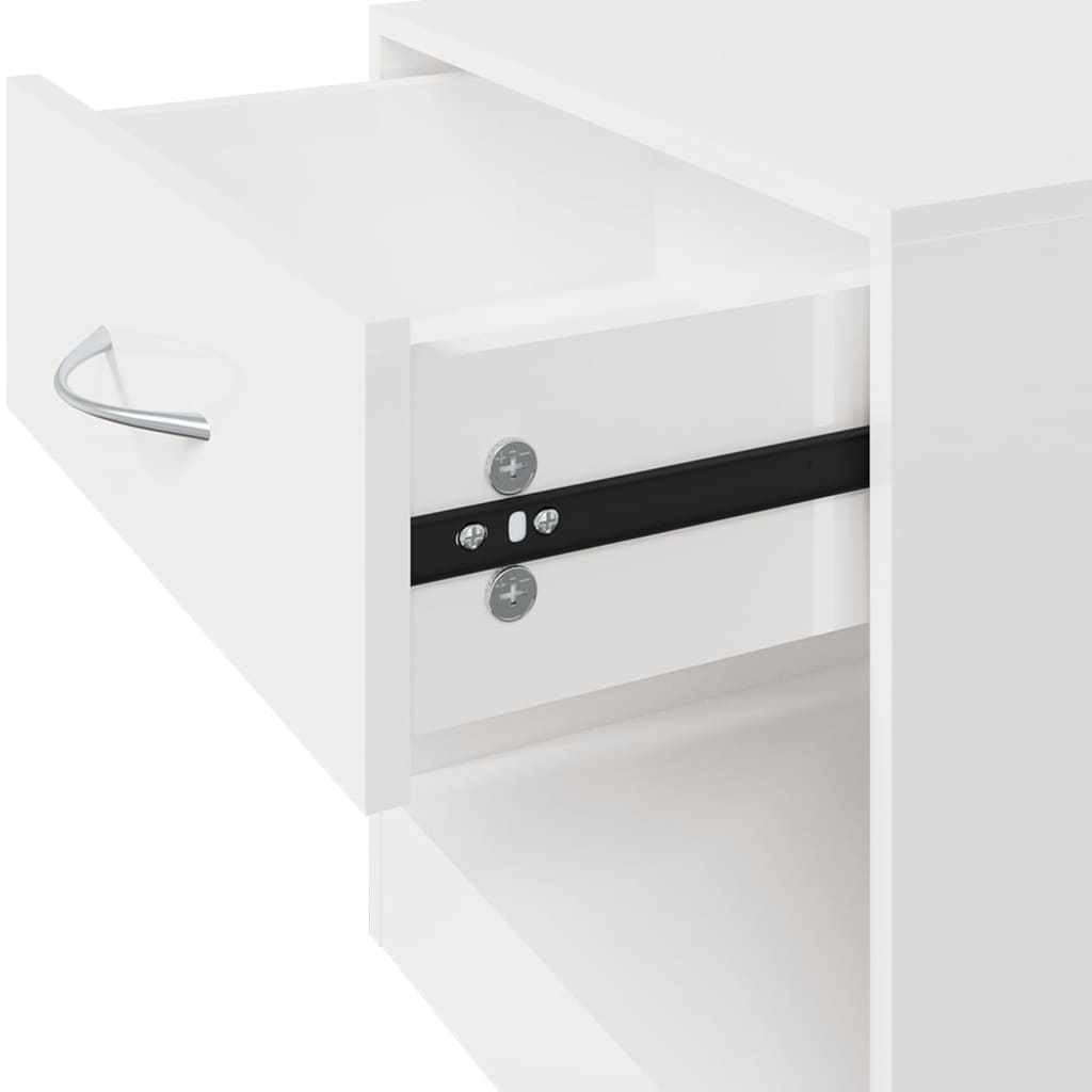 High Gloss White Bedside Cabinets Set of 2 with Drawer