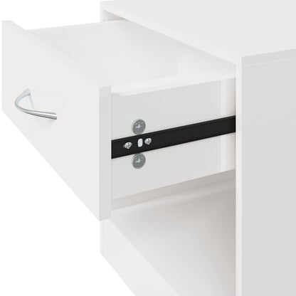 High Gloss White Bedside Cabinets Set of 2 with Drawer
