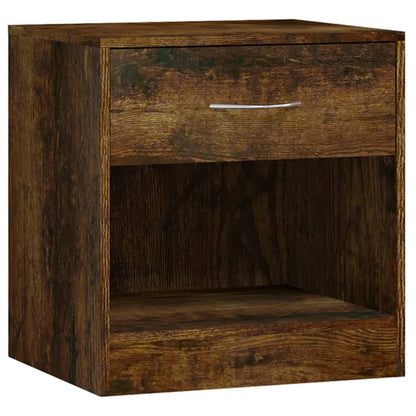 Smoked Oak Bedside Cabinets 2 Pcs with Drawer - Rustic Elegance