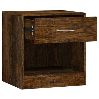 Smoked Oak Bedside Cabinets 2 Pcs with Drawer - Rustic Elegance