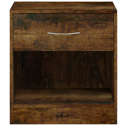 Smoked Oak Bedside Cabinets 2 Pcs with Drawer - Rustic Elegance