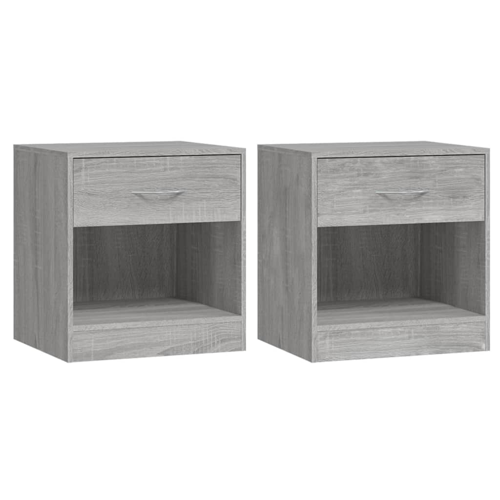 Grey Sonoma Bedside Cabinets with Drawer - Set of 2