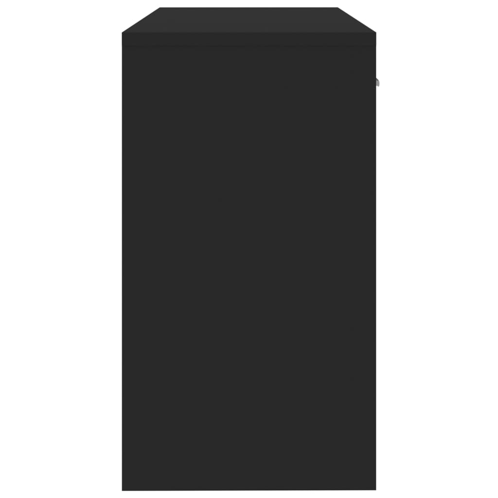 Black Engineered Wood Desk with Drawer & Cabinet, 100x40x73 cm