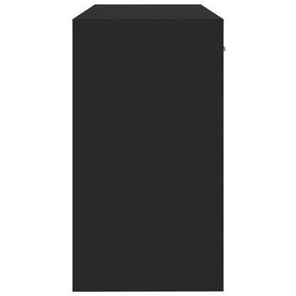 Black Engineered Wood Desk with Drawer & Cabinet, 100x40x73 cm