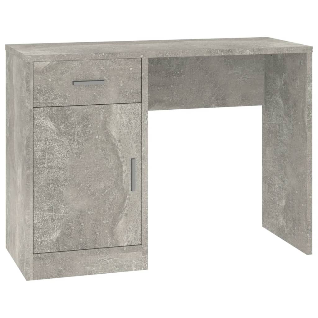 Concrete Grey Engineered Wood Desk with Drawer & Cabinet, 100x40x73 cm