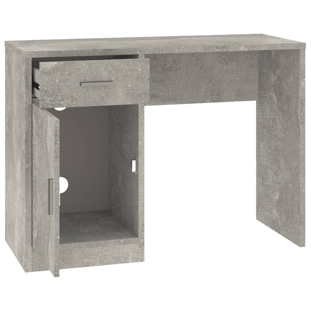 Concrete Grey Engineered Wood Desk with Drawer & Cabinet, 100x40x73 cm