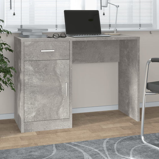 Concrete Grey Engineered Wood Desk with Drawer & Cabinet, 100x40x73 cm
