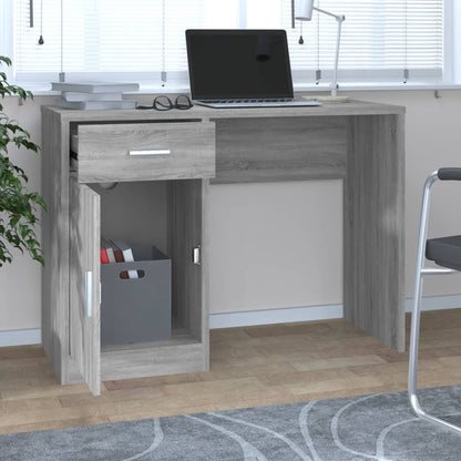 Grey Sonoma Desk with Drawer & Cabinet - 100x40x73 cm Wood