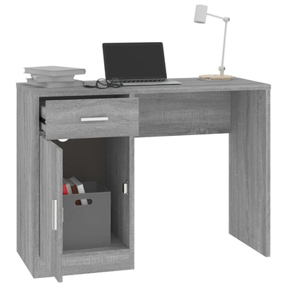 Grey Sonoma Desk with Drawer & Cabinet - 100x40x73 cm Wood