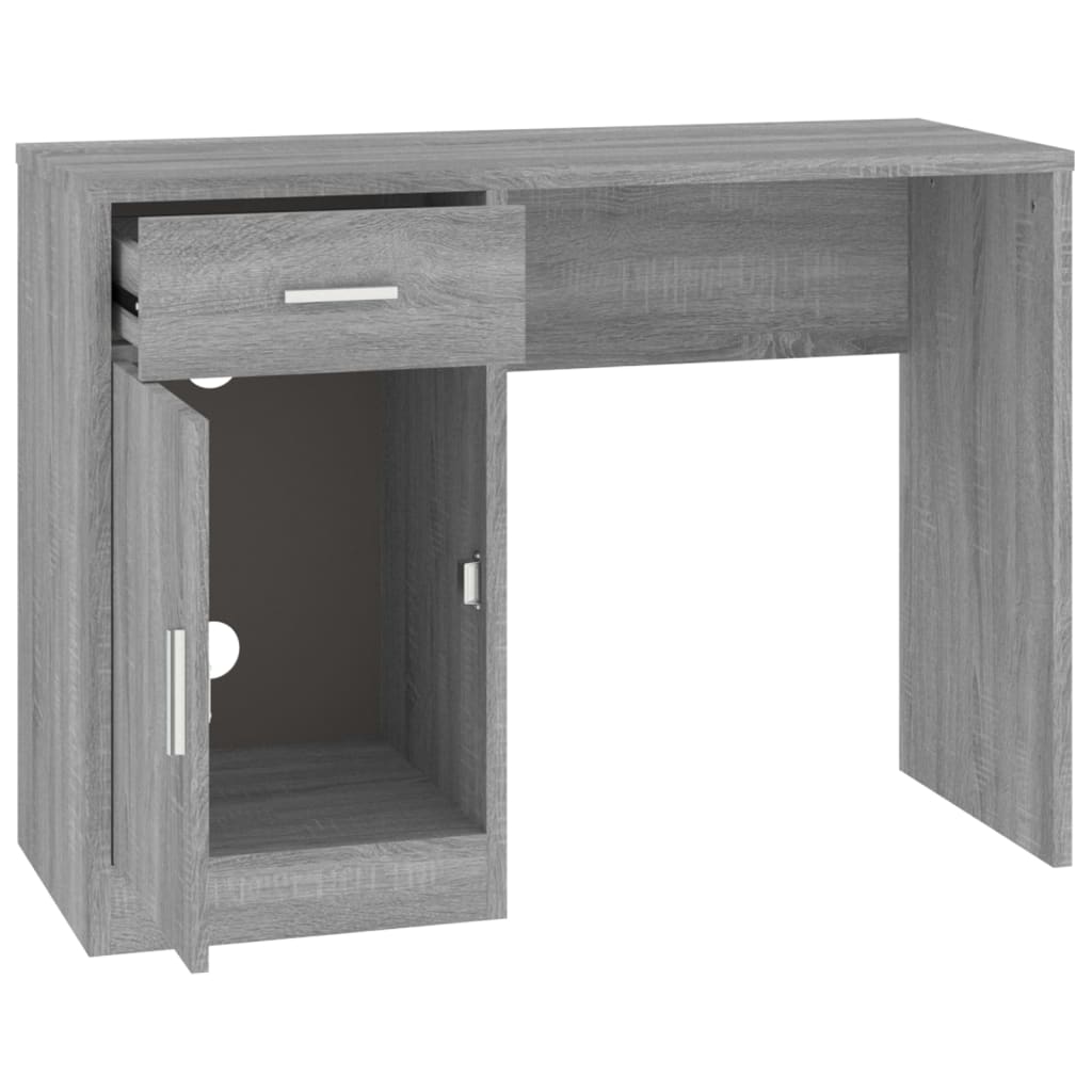 Grey Sonoma Desk with Drawer & Cabinet - 100x40x73 cm Wood