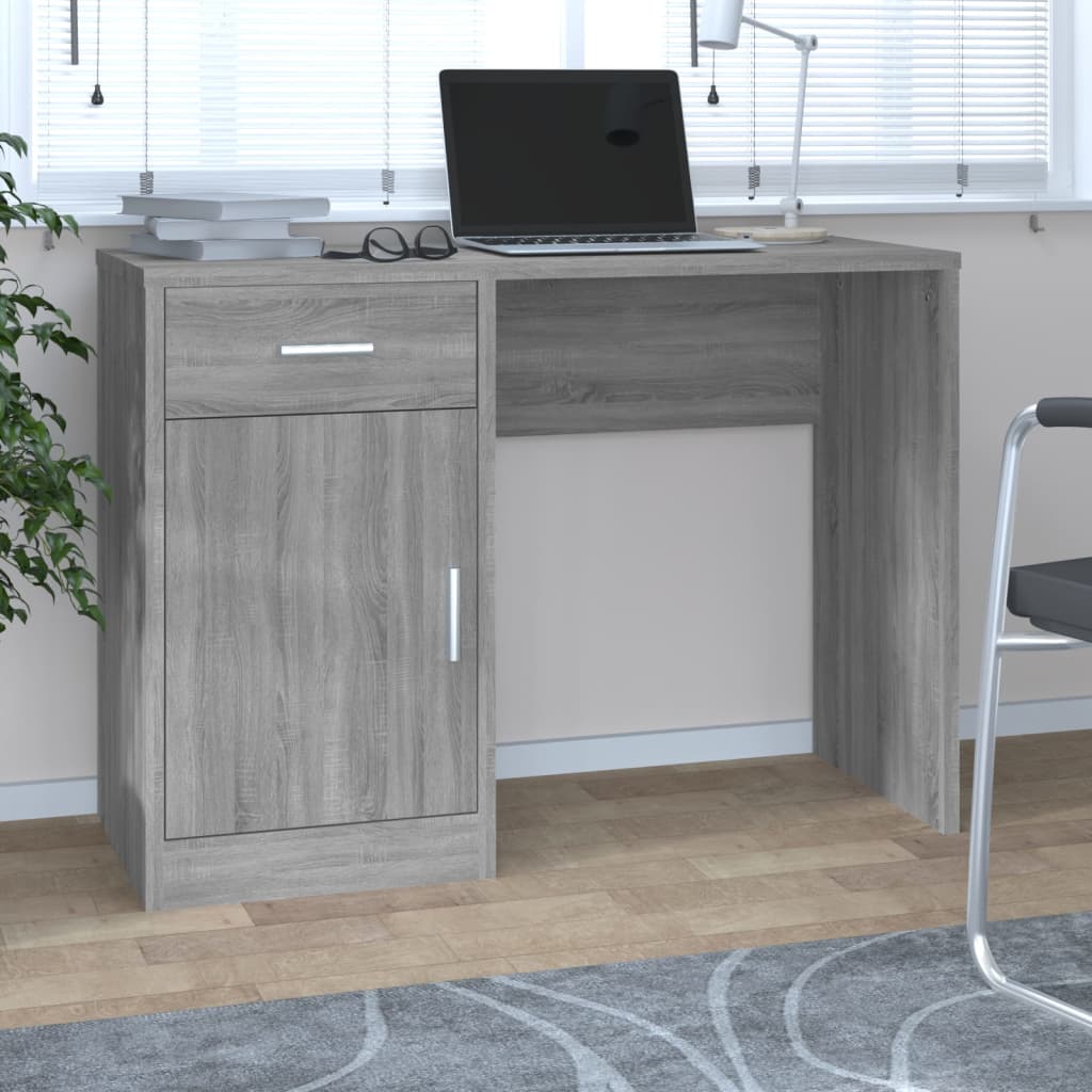 Grey Sonoma Desk with Drawer & Cabinet - 100x40x73 cm Wood