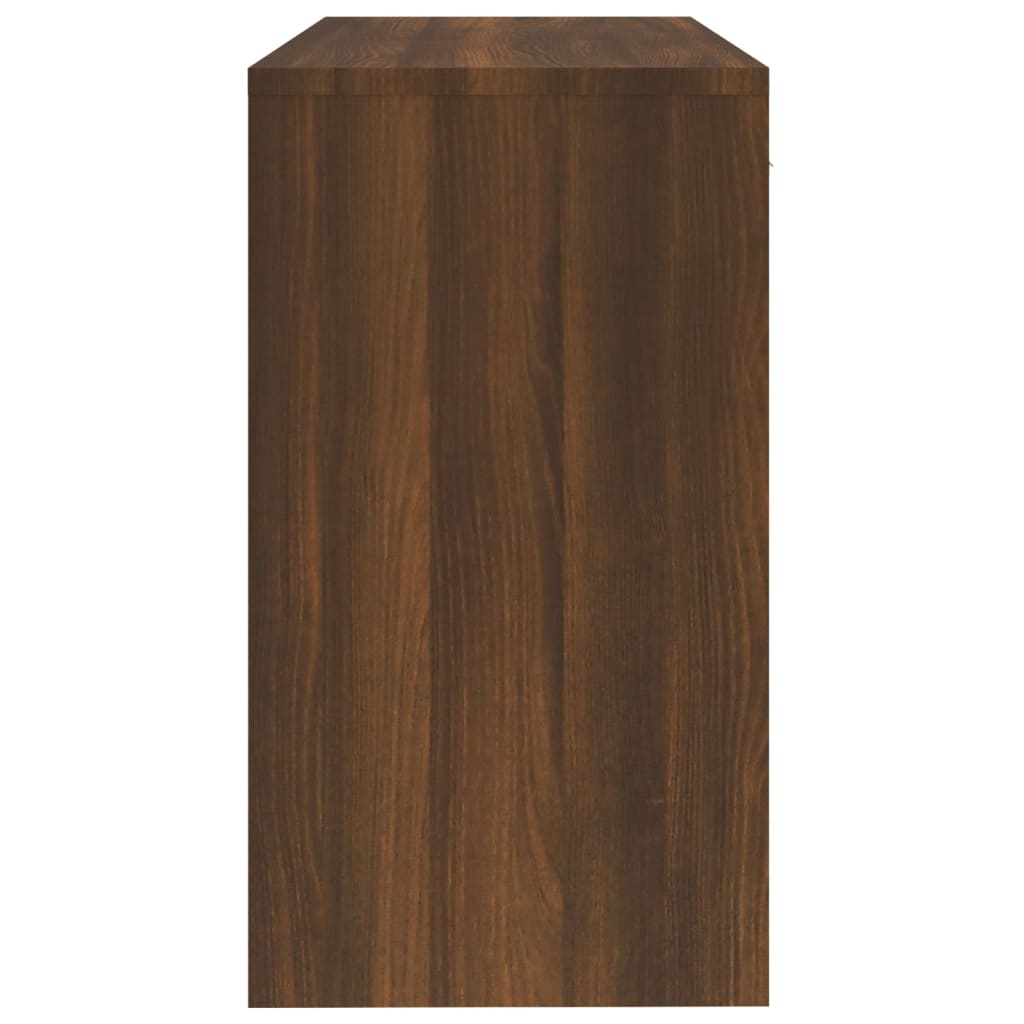 Brown Oak Desk with Drawer & Cabinet - 100x40x73 cm Engineered Wood
