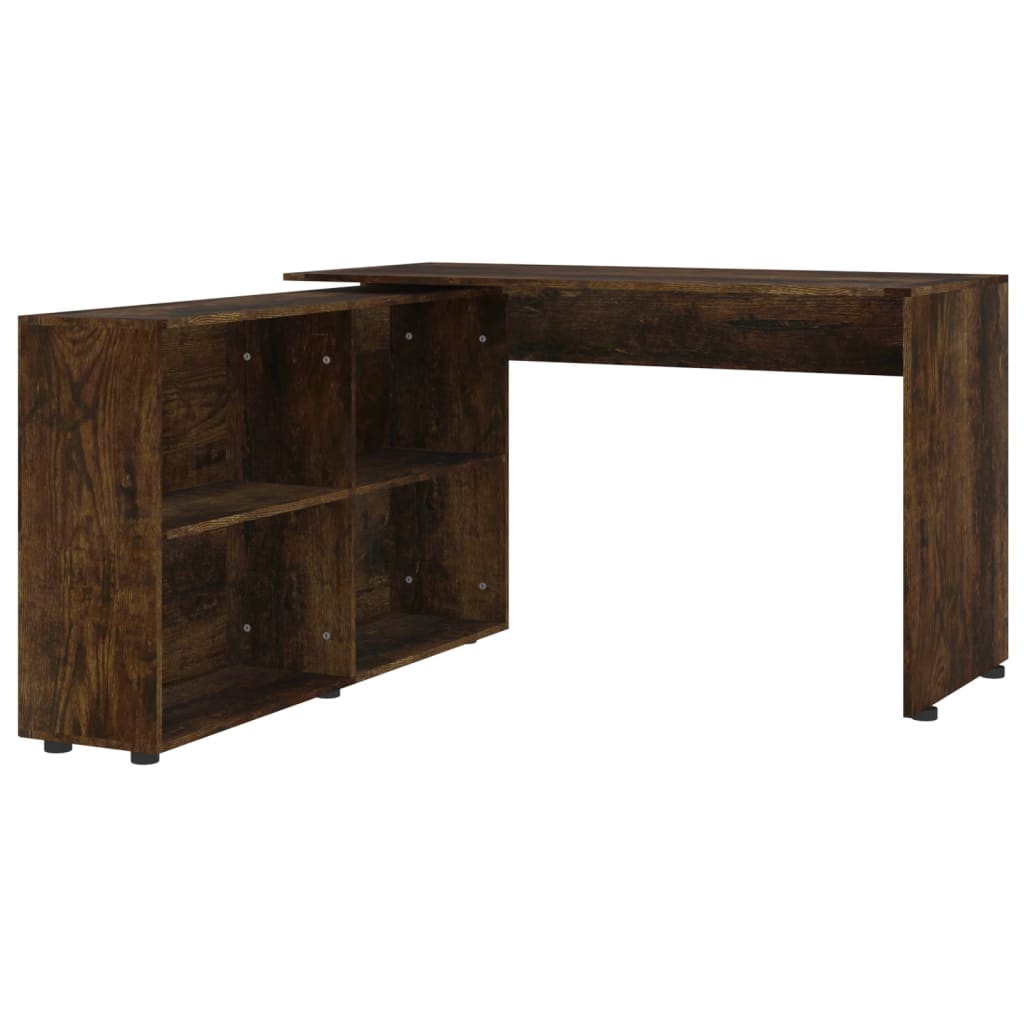 Smoked Oak Corner Desk - Engineered Wood, Space-Saving Design