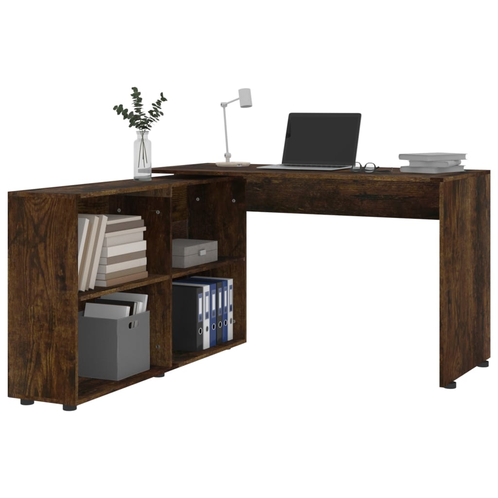 Smoked Oak Corner Desk - Engineered Wood, Space-Saving Design