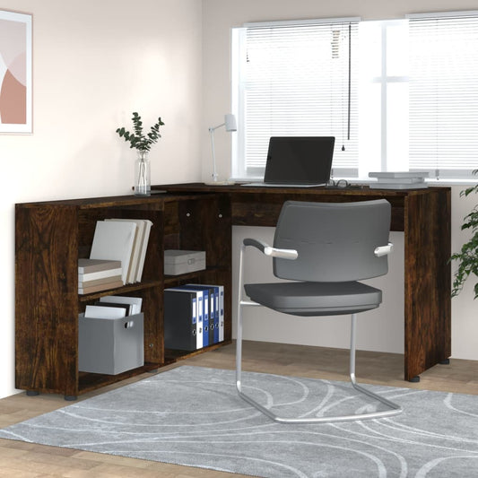 Smoked Oak Corner Desk - Engineered Wood, Space-Saving Design