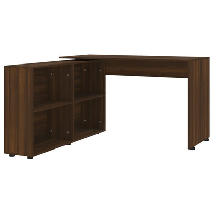 Brown Oak Engineered Wood Corner Desk for Home Office