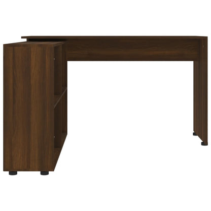 Brown Oak Engineered Wood Corner Desk for Home Office