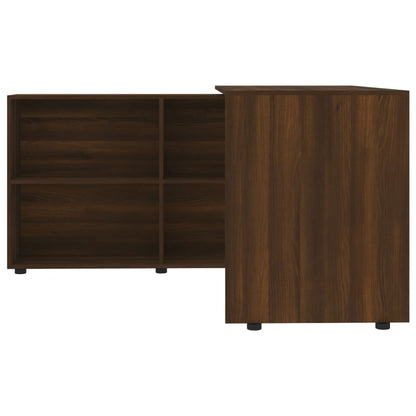 Brown Oak Engineered Wood Corner Desk for Home Office
