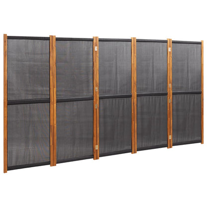 Elegant Black 5-Panel Room Divider - 350x180 cm Privacy Screen