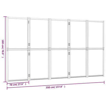 Elegant Black 5-Panel Room Divider - 350x180 cm Privacy Screen