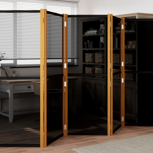 Elegant Black 5-Panel Room Divider - 350x180 cm Privacy Screen