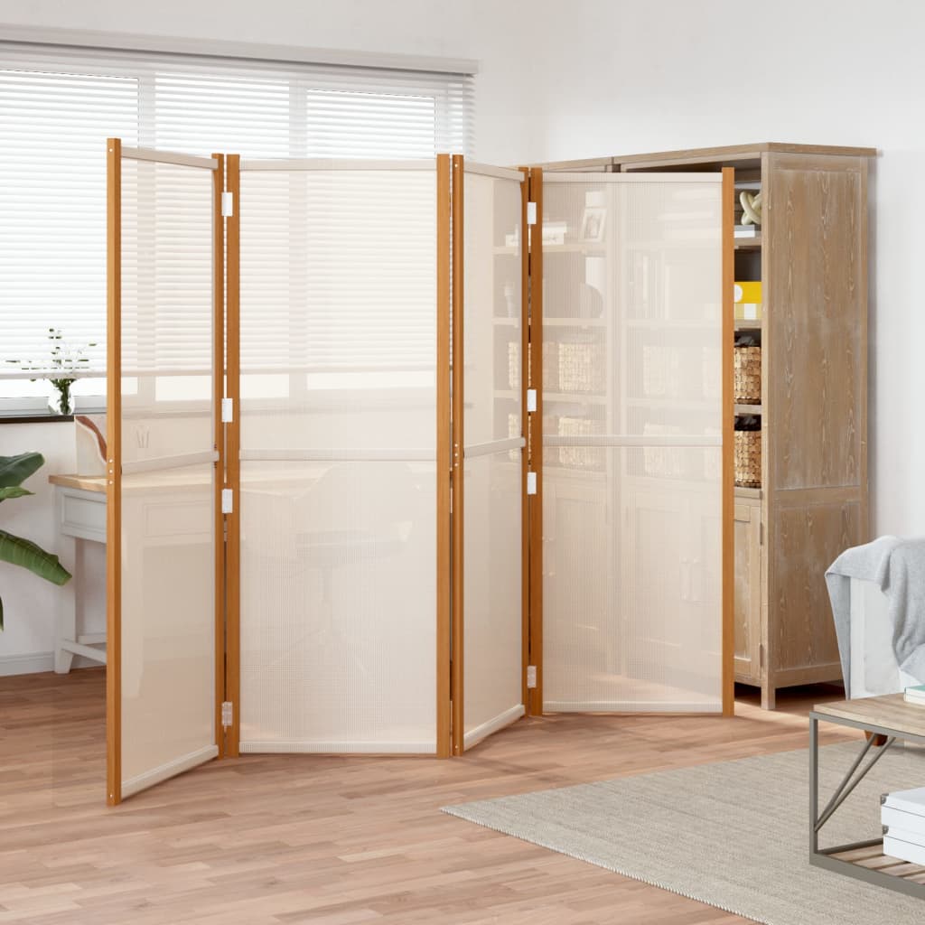 Cream White 4-Panel Room Divider - 280x180 cm, Elegant Privacy Solution
