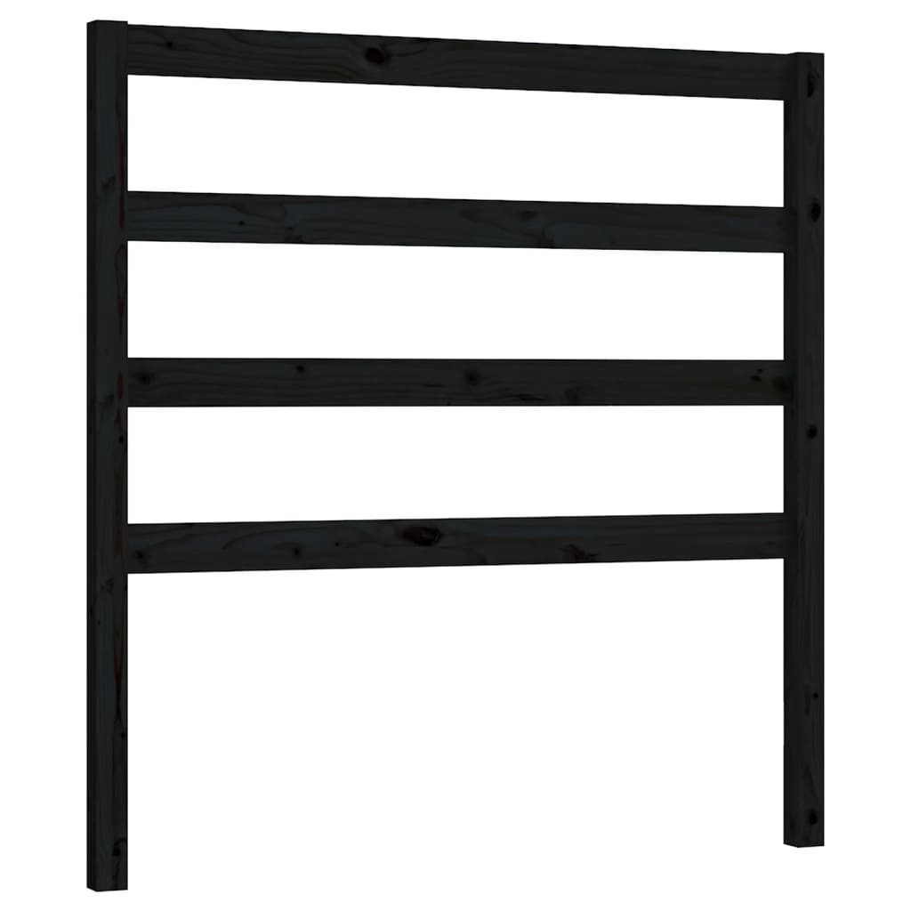 Solid Wood Pine Bed Headboard - Black, 81x4x100 cm