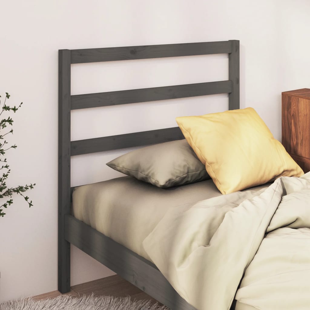 Grey Solid Pine Wood Headboard 106x4x100 cm - Stylish & Durable