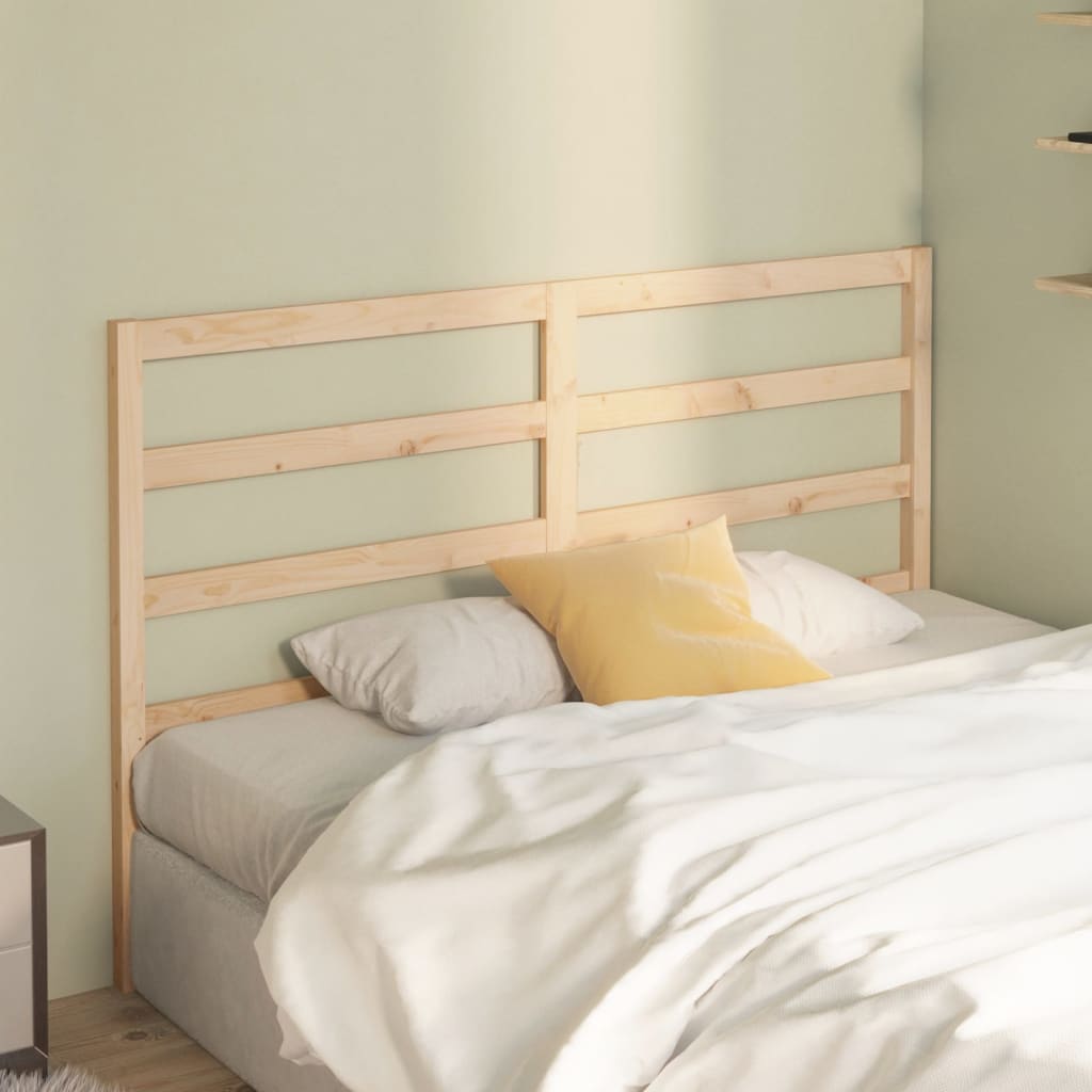 Solid Pine Wood Bed Headboard - 141x4x100 cm, Natural Finish
