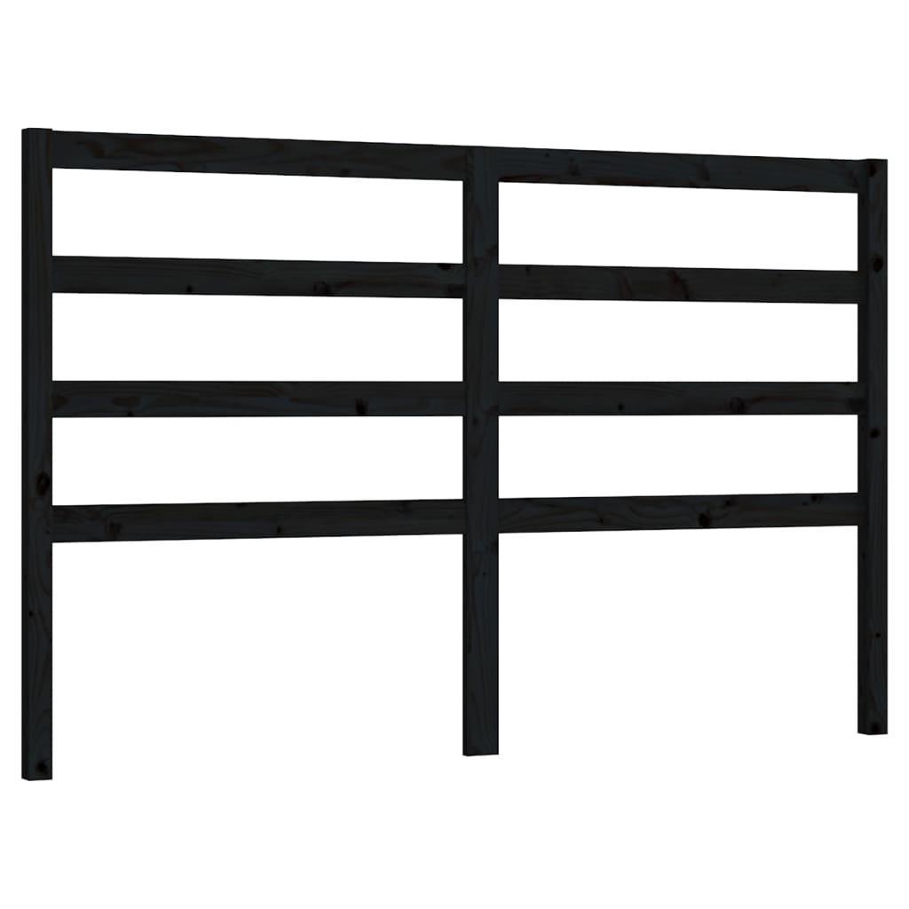 Solid Pine Wood Bed Headboard in Black, 166x4x100 cm