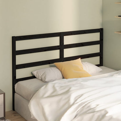 Solid Pine Wood Bed Headboard in Black, 166x4x100 cm