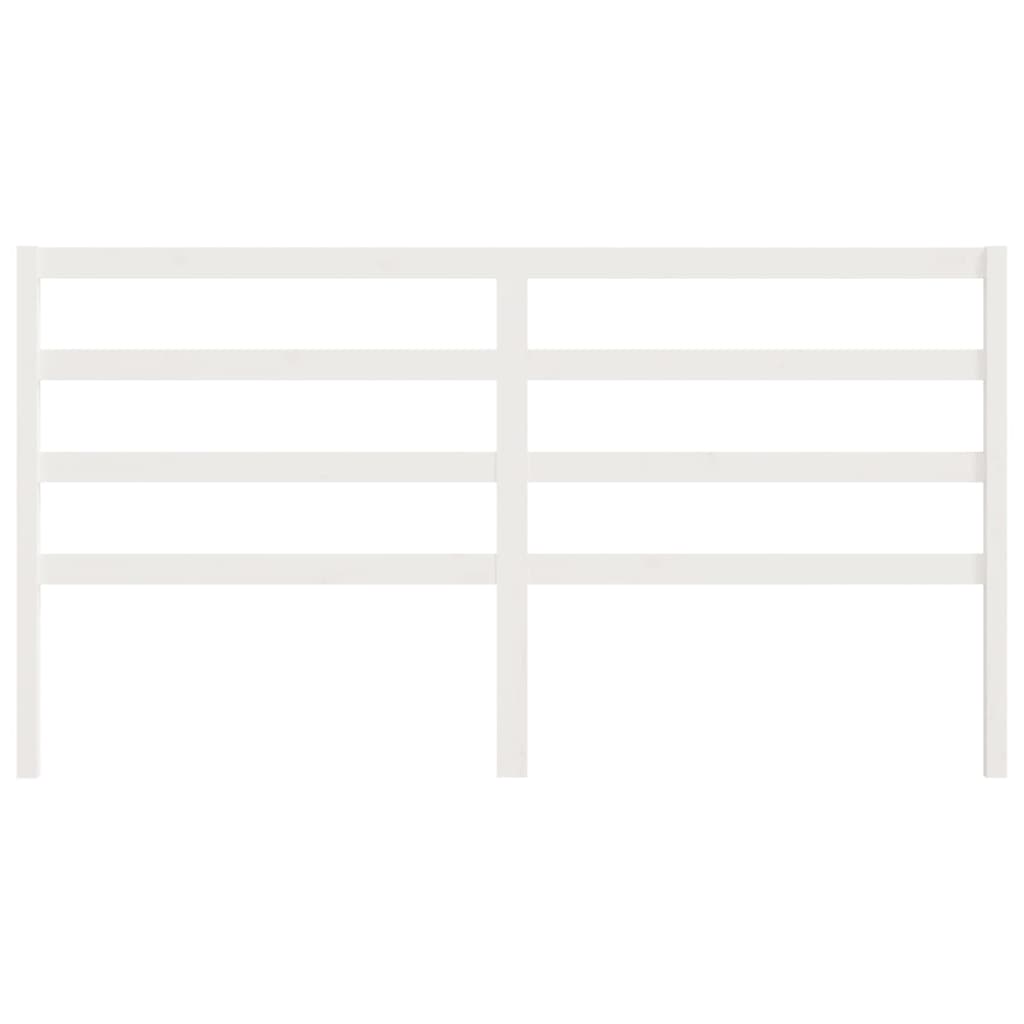 Solid Pine Wood White Bed Headboard 206x4x100 cm