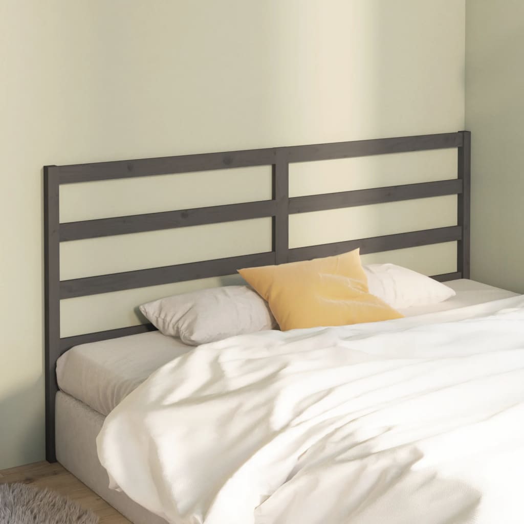 Solid Wood Pine Bed Headboard - Grey 206x4x100 cm