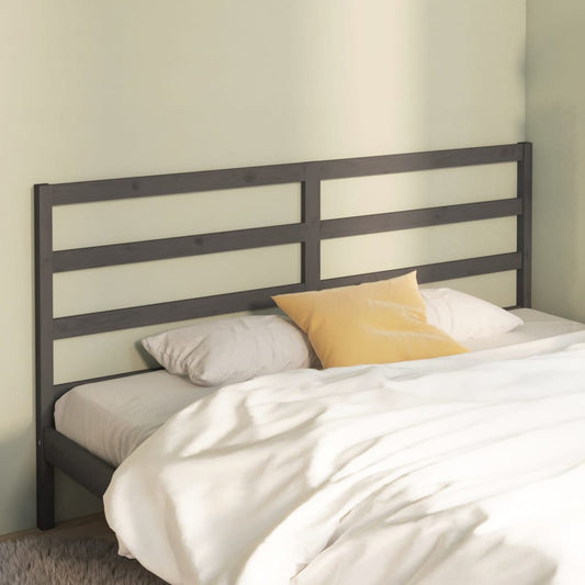 Solid Wood Pine Bed Headboard - Grey 206x4x100 cm
