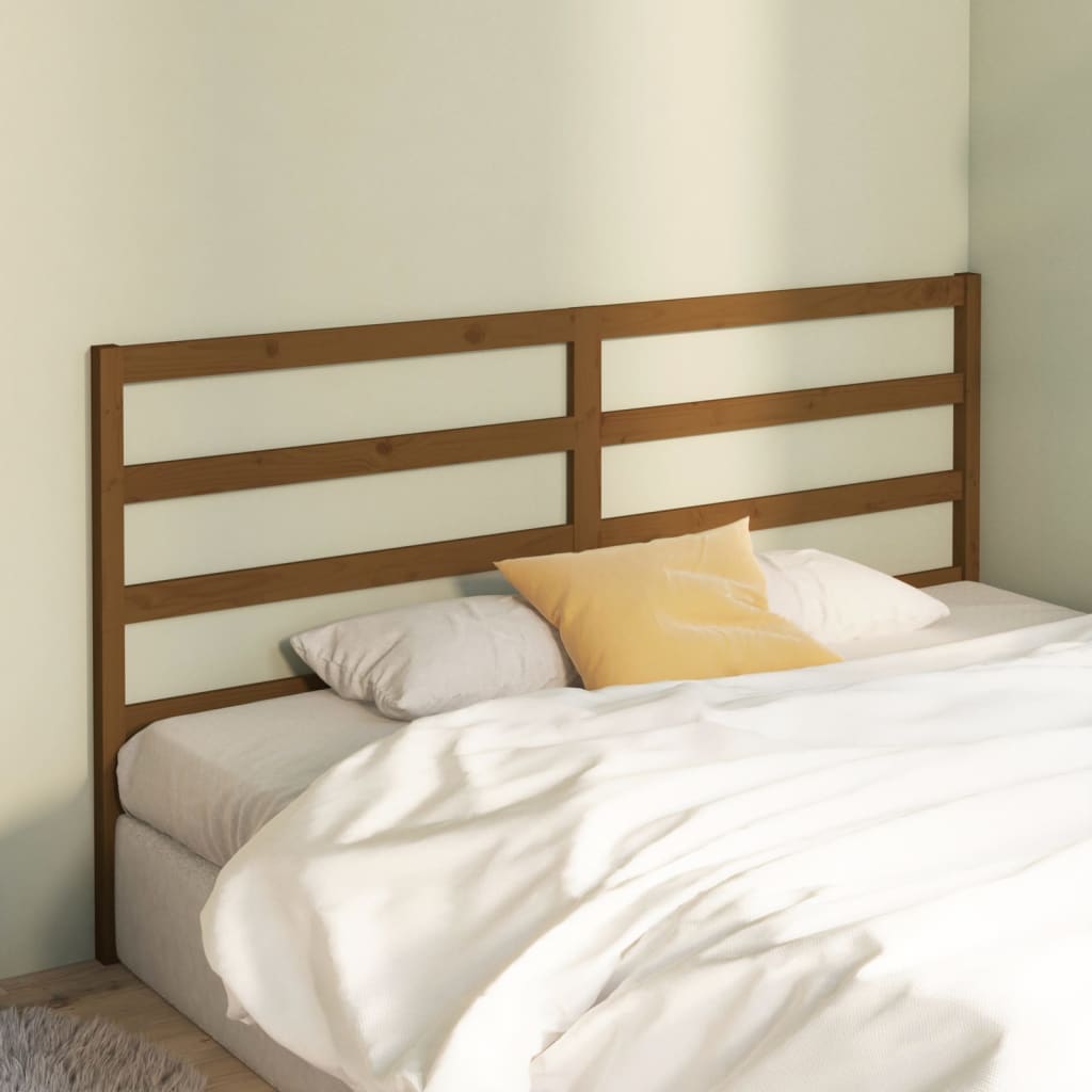 Solid Pine Bed Headboard - Honey Brown, 206x4x100 cm