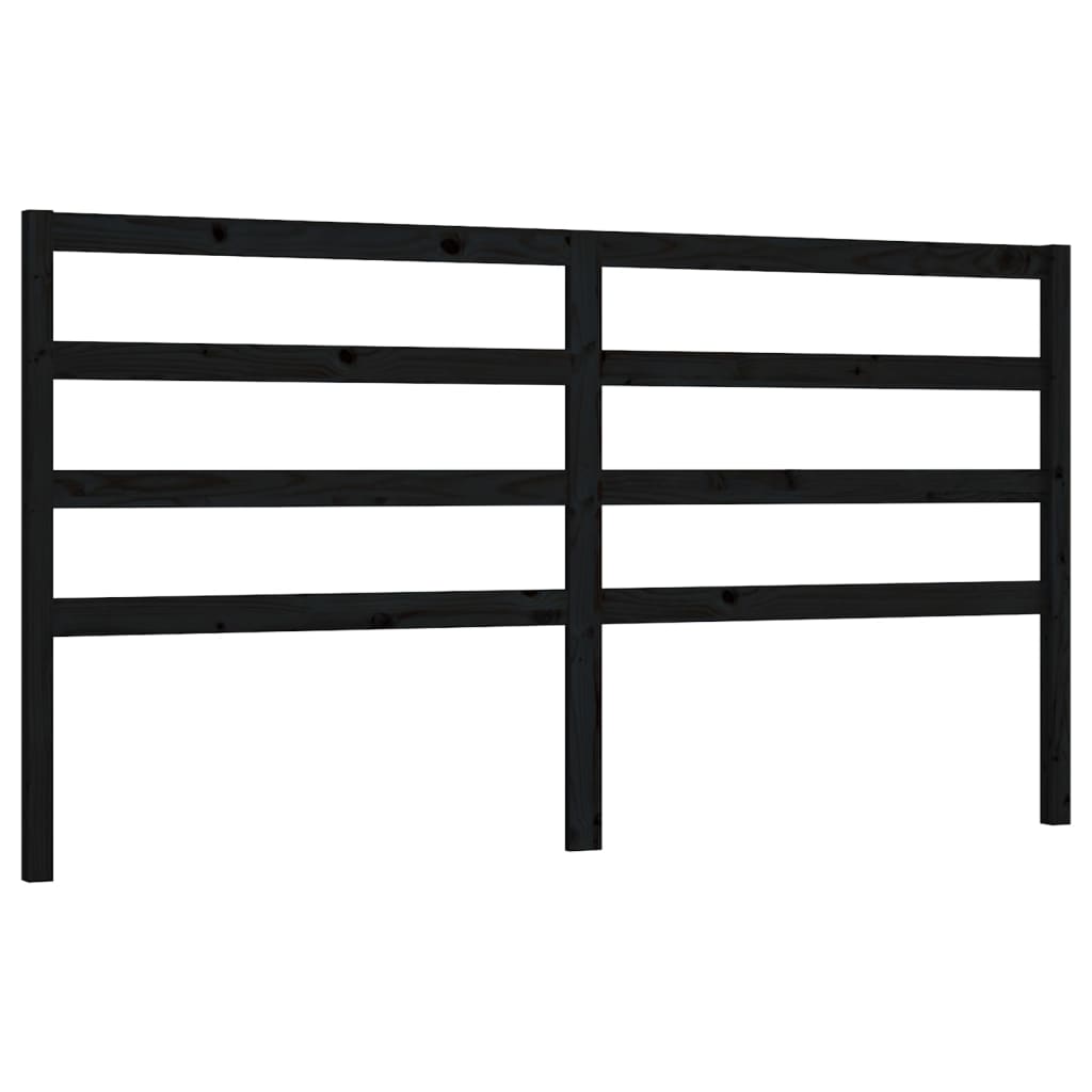 Solid Pine Bed Headboard - Black 206x4x100 cm