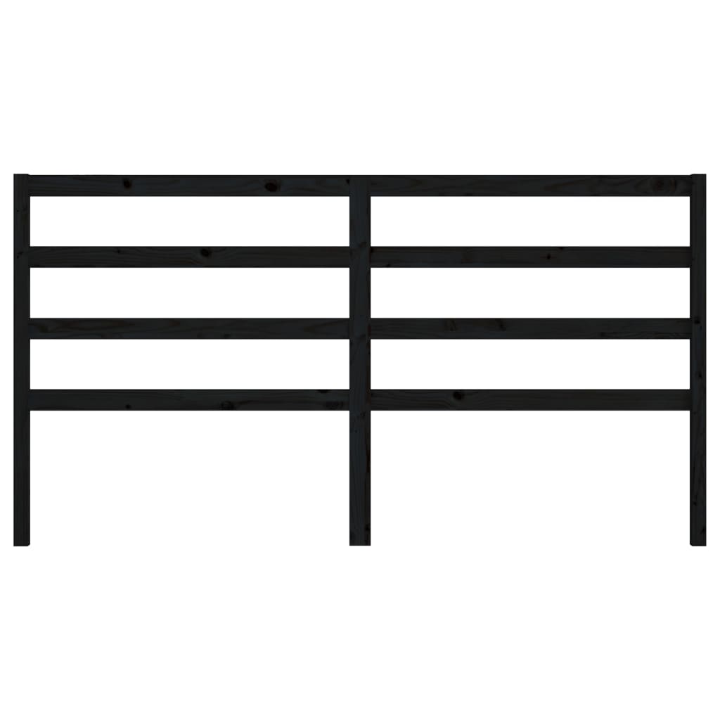 Solid Pine Bed Headboard - Black 206x4x100 cm