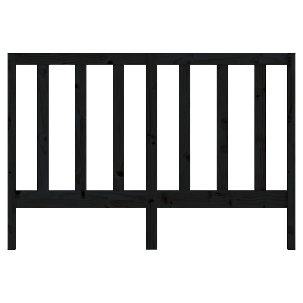 Black Solid Pine Wood Bed Headboard 146x4x100 cm