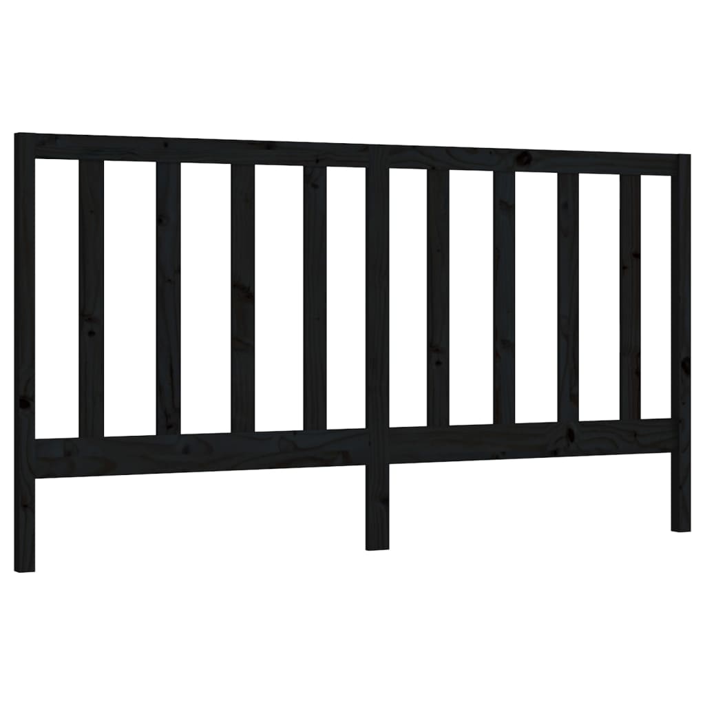 Solid Pine Bed Headboard - Black, 206x4x100 cm