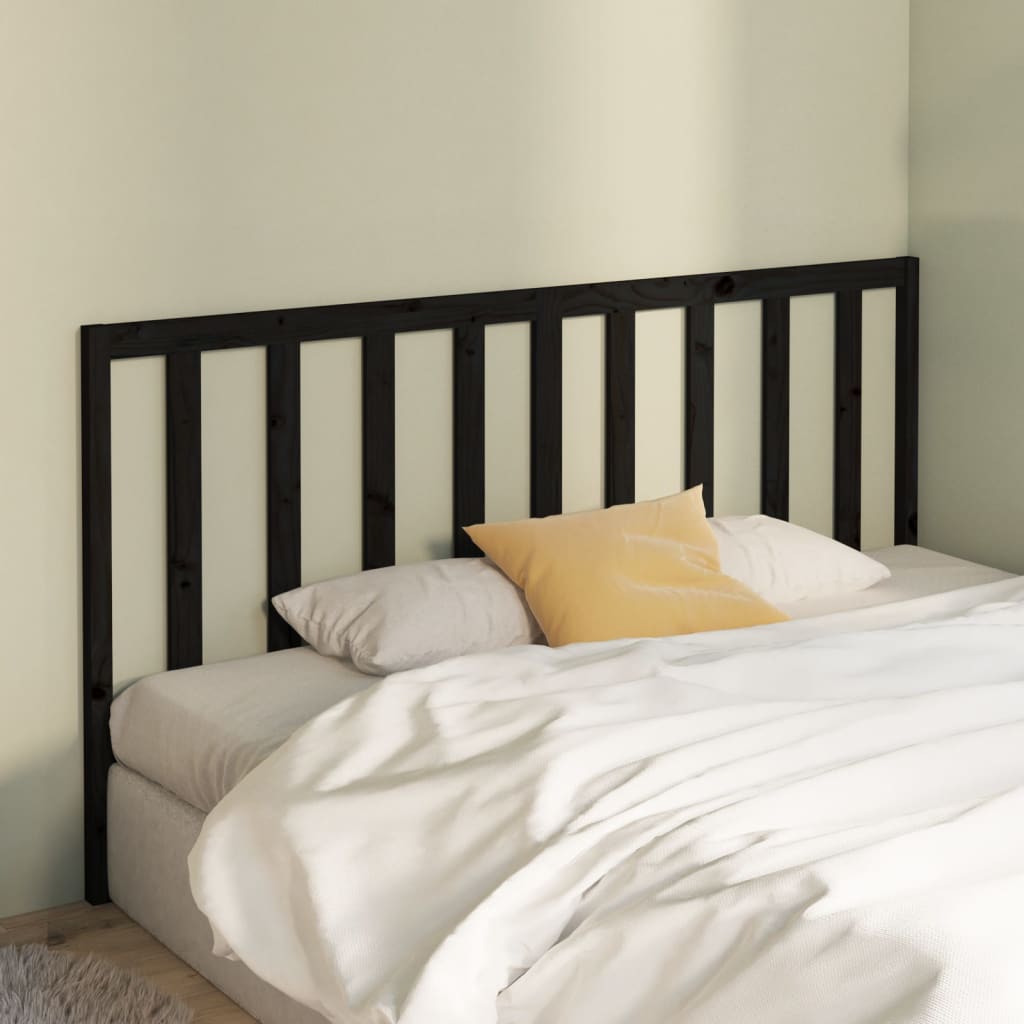 Solid Pine Bed Headboard - Black, 206x4x100 cm