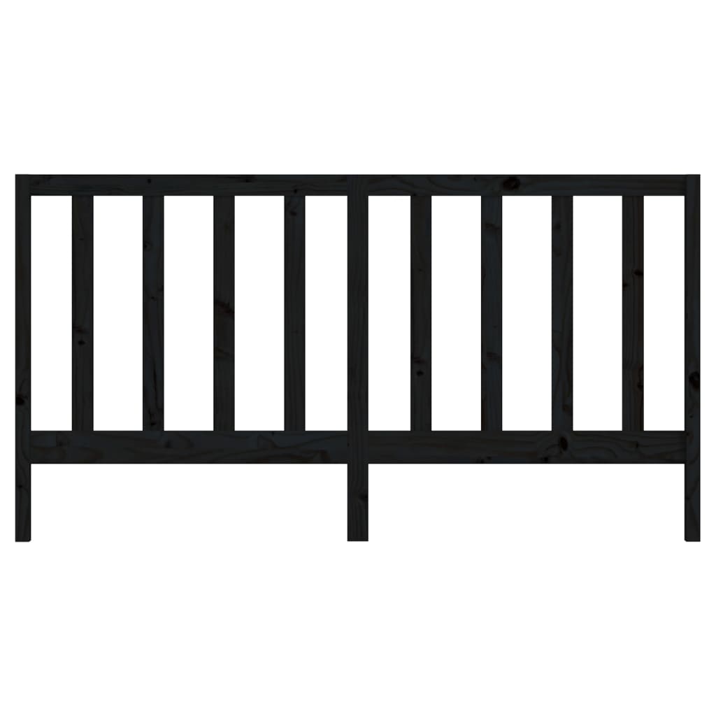 Solid Pine Bed Headboard - Black, 206x4x100 cm
