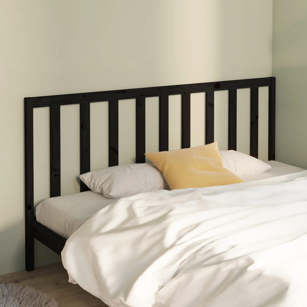 Solid Pine Bed Headboard - Black, 206x4x100 cm